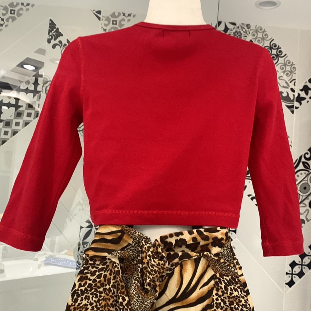 Like 🆕Made in USA RALPH LAUREN VTG Y2K 💯% Cotton 3/4 Sleeves Cropped Top - Picture 4 of 15
